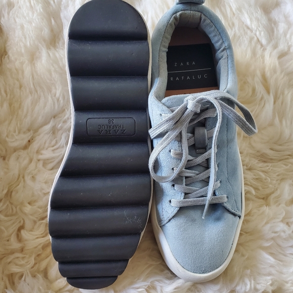 New Zara Platform Sneakers Sky Blue size 7.5 - Picture 3 of 4
